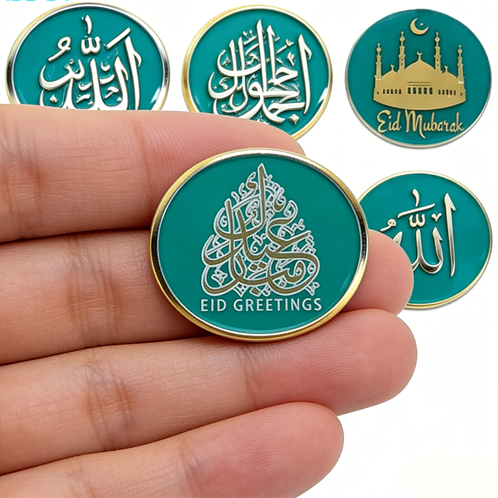 Personalised Arabic Islam Islamism Islamic Eid Al Fitr Eid Mubarak Mosque Muslim Enamel Pin Lapel Pins Badges Brooches Custom Eid Lapel Pins