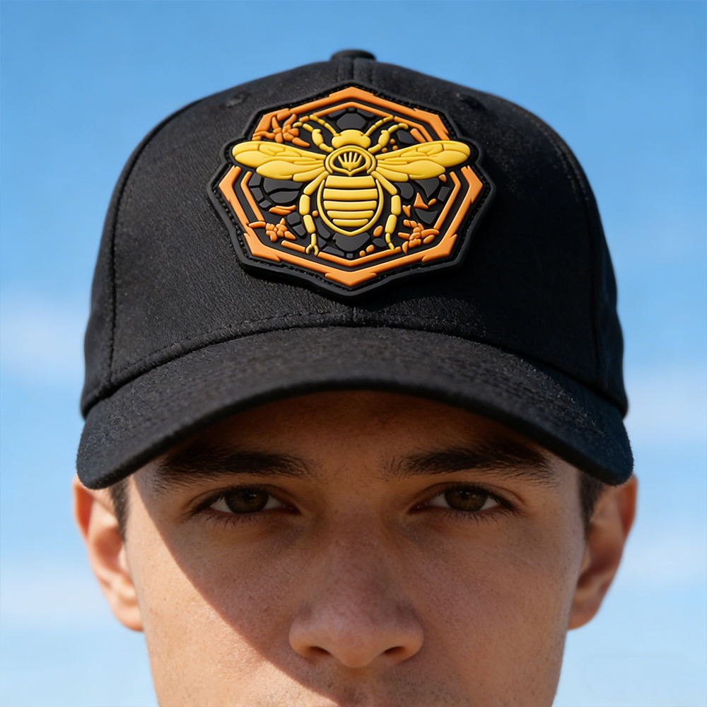 Bee-yond Hexagon 3D Rubber PVC Patch Unique Honeycomb Bee Inspired 3D Patch with Detailed Texture for Accessories and Gifts