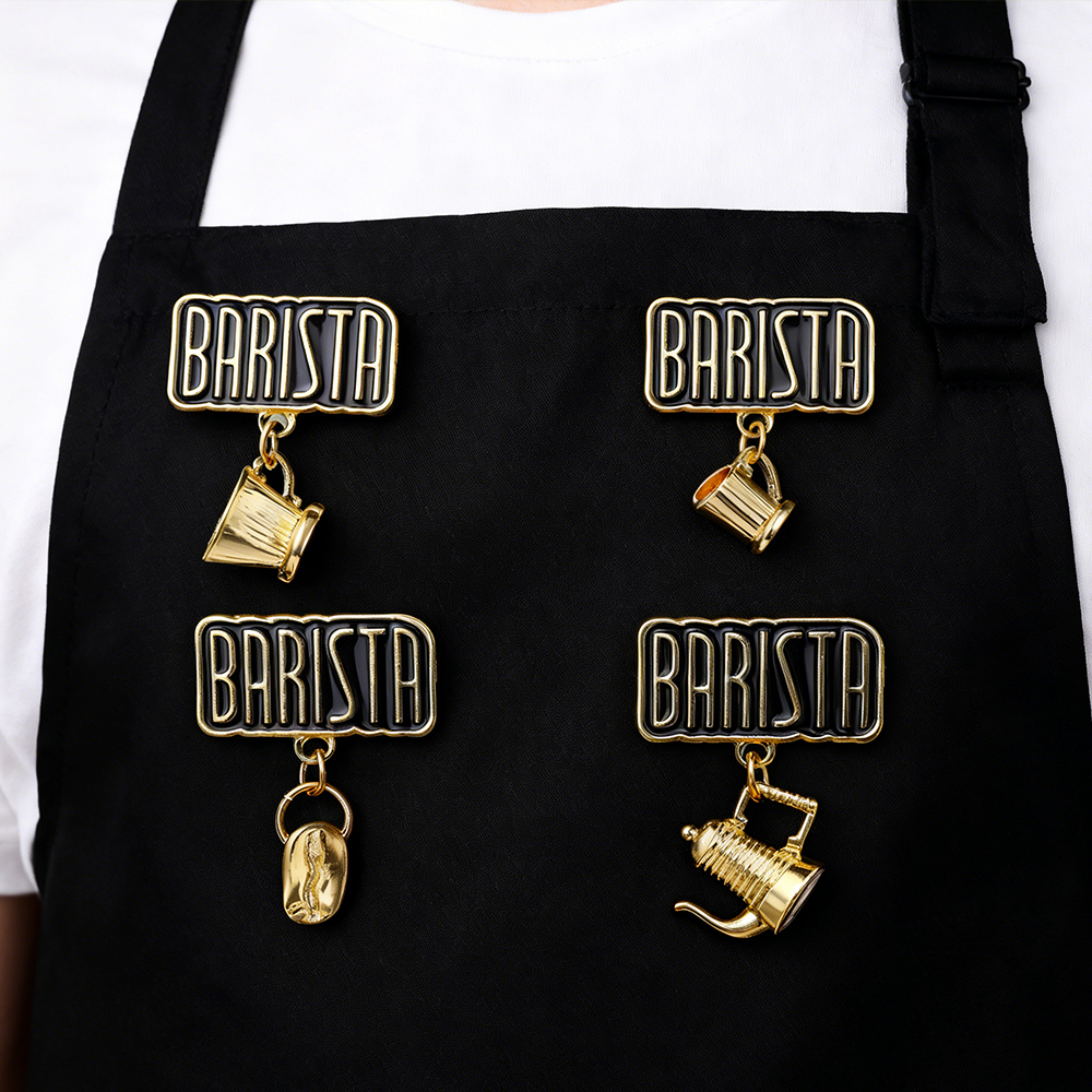 New Product Creativity Barista Apron Brooch Pin Fashion Coffee Pot Coffee Bean Enamel Pin Coffee Accessories Gift Lapel Pin