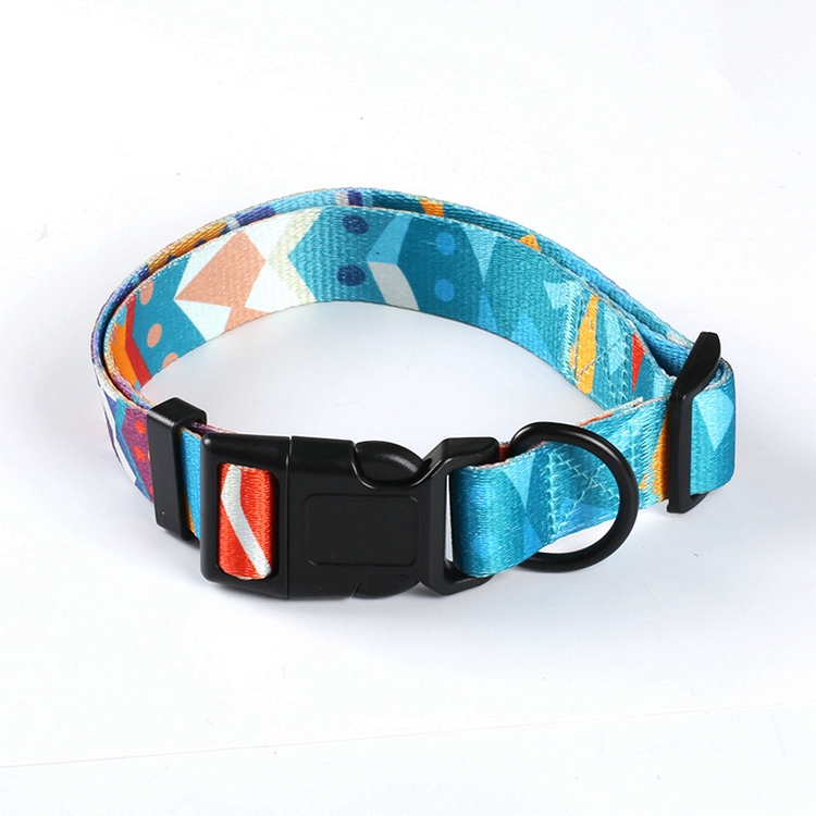 Manufacturer OEM ODM Custom Logo Pattern Polyester Soft Adjustable Dog Collar Designer Luxury Custom Pet Dog Collar