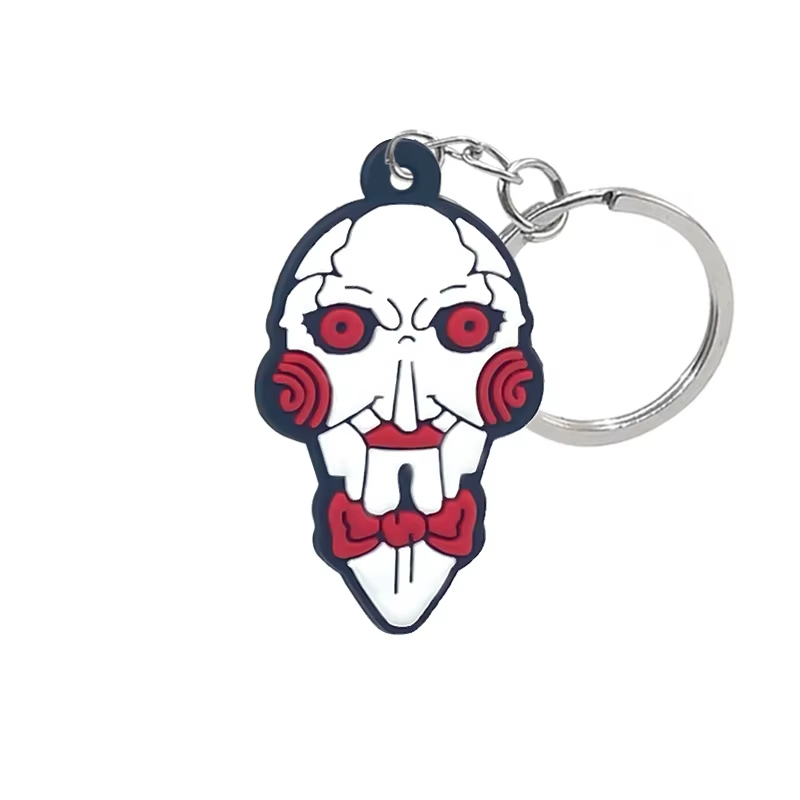 Factory Direct Customized Ready to Ship Wholesale Skeleton Key Ring 2D Rubber Key Chain Halloween Horror Movie Soft PVC Keychain