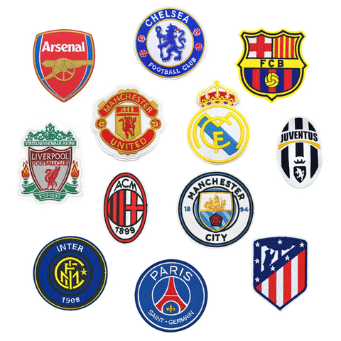 Soccer club logo handmade embroidery iron on sport football patch team patch for Jersey Caps