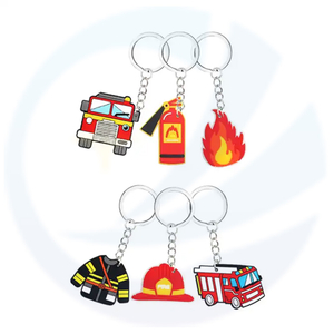 Custom Cartoon Soft Pvc Rubber Fire Extinguishers Fire Engine Keyring Keychain For Souvenir Gift