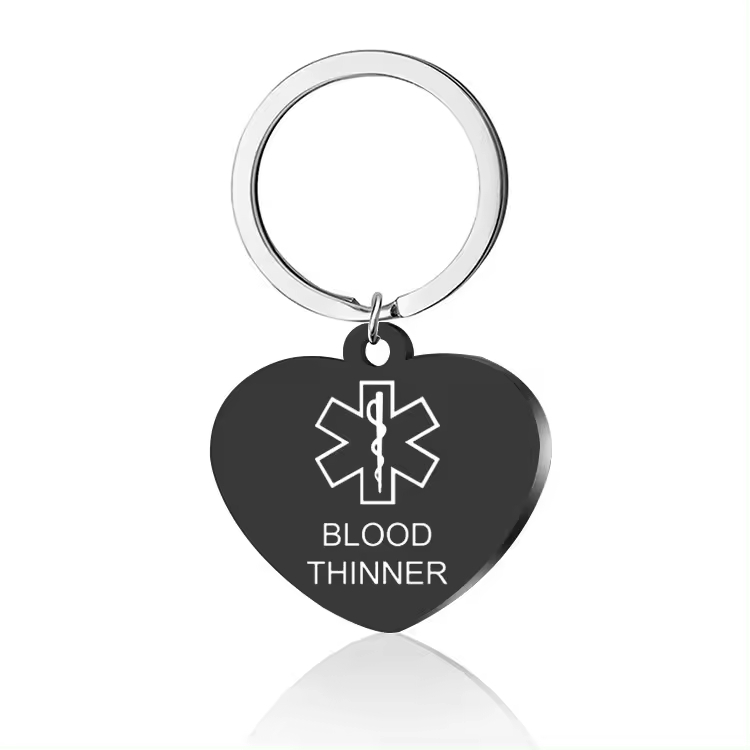 Personalized Engraving Stainless Steel TYPE 1 DIABETES EPILEPSY BLOOD THINNER Medical Alert ID Heart Pendant Necklace