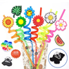 Popular soft pvc reusable fit 6-8 mm straw flower plant butterfly straw topper charms