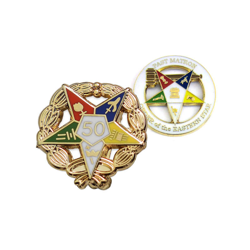 custom masonic Order of the Eastern Star badge lapel pins