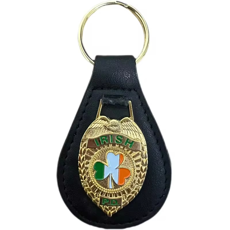 Factory Wholesale Metal Custom Car Leather Blank Key Chain Key Ring with Metal Badge Keychains