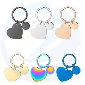 Round Heart Stamped Pendant Key Chain Keyrings