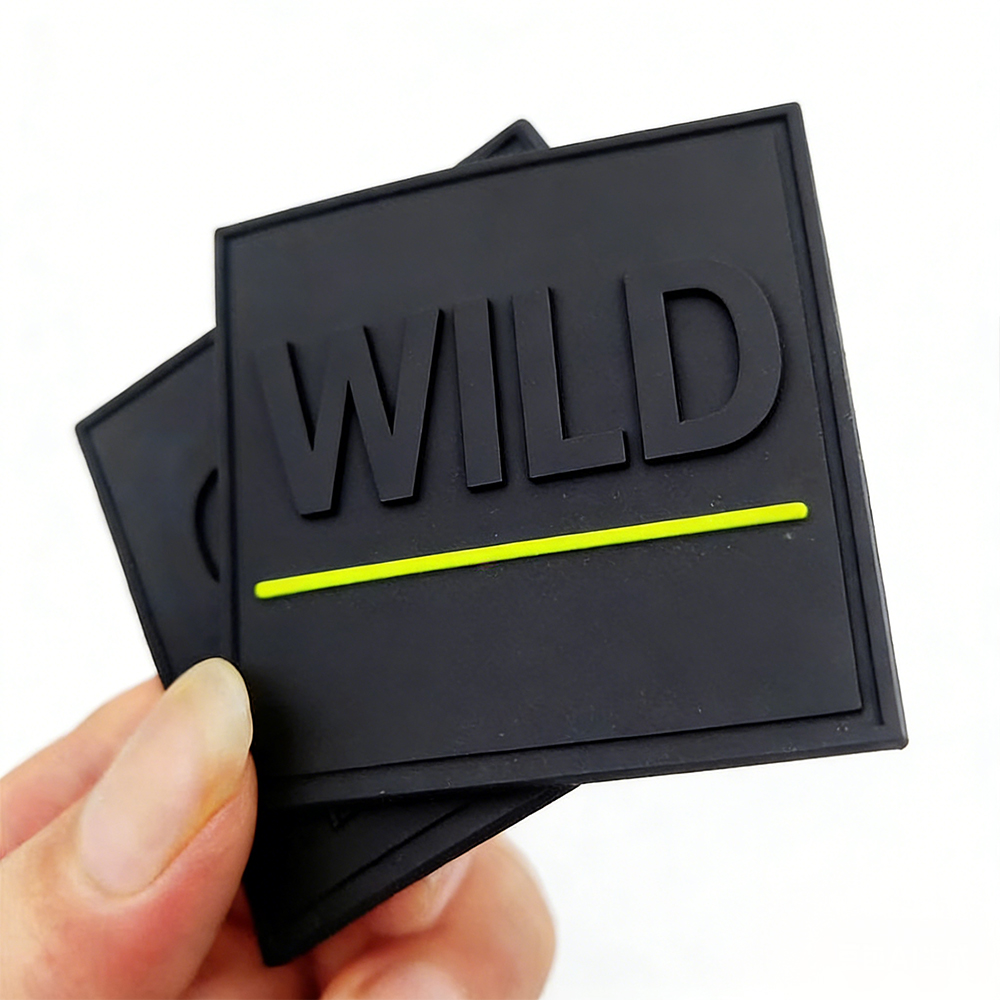 Perfect 3D Effect Solid Black PVC Rubber Patch for Pad,square Shape Company logo Silicone Rubber Label