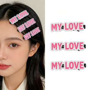 Custom Long-lasting Easy-to-clean PVC Heart Decorations for Hair Clips - Customizable Text PVC Charms for Hair Accessories