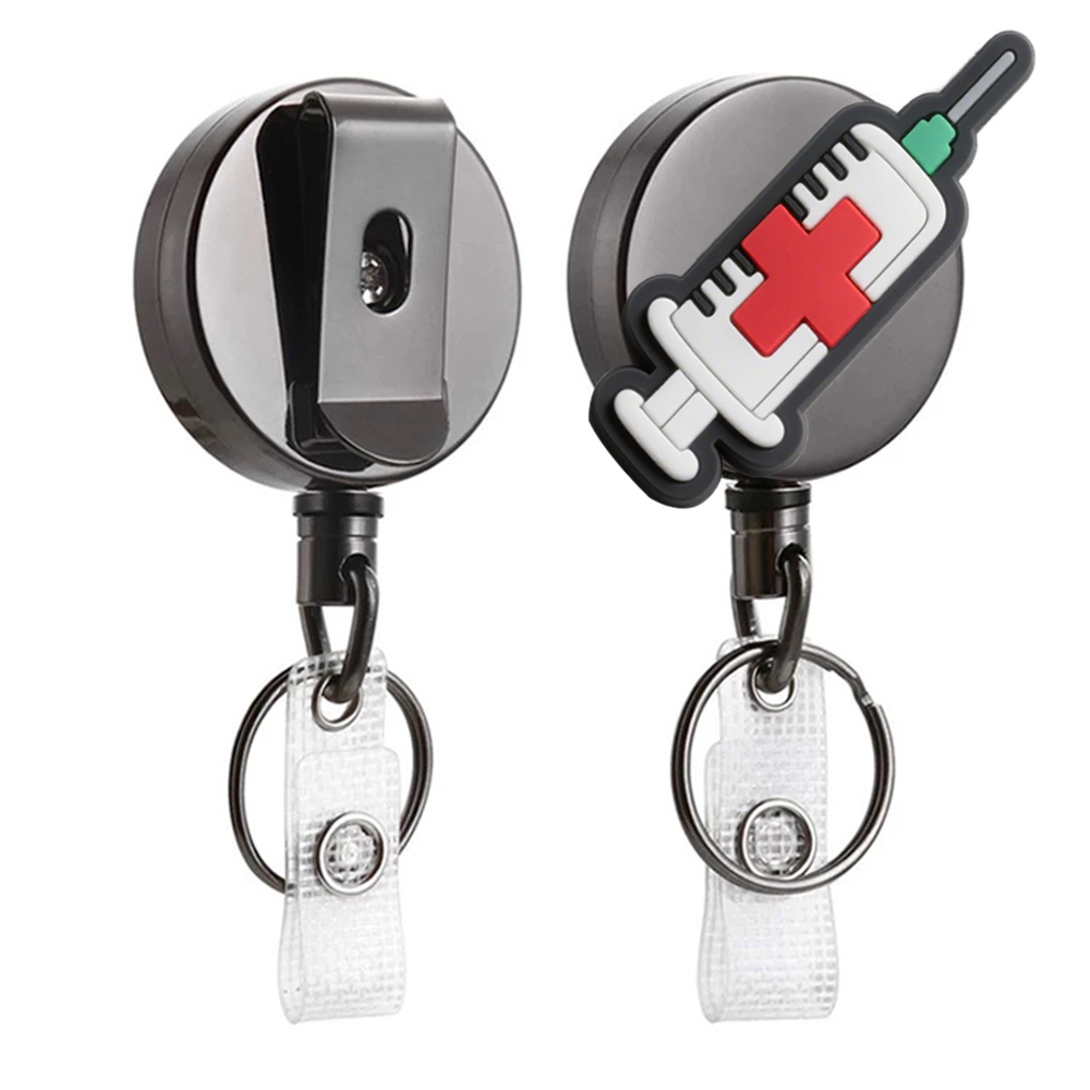 Medical Retractable Pull Badge Reel ID Lanyard Name Tag Card Badge Holder Reels Doctor Nurse Supplies Credential Holder 3D PVC