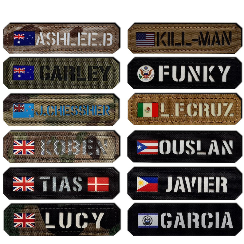 You Name with Flag Laser Cut Cordura Patch with Velcro