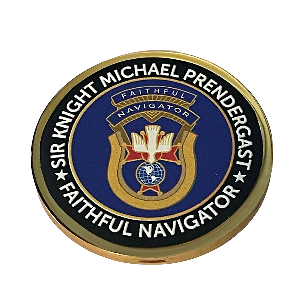 Custom Zinc Alloy Philippine Mason Emblem 3" Gold Blue Cut Out Knights of Columbus Car Emblem Challenge Coin