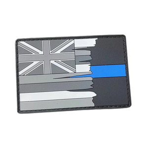 OEM Custom Silicon Patches Large Size 3D US American Blue Line Flag Iron-On PVC Rubber Patch for Clothing Woven Fabric Technique