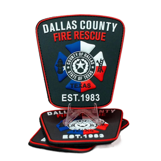 Direct Factory PVC Patches Fire Rescue in Texas Logo Custom Rubber Patch Badges Sew on for Clothing