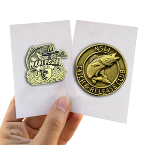 Wholesale Metal Badge Custom Logo Company Brand Enamel Lapel Pin Brooch 2d 3D Gold Plated Fish and Game Fishing Competition Resin Epoxy Pins for Clothes