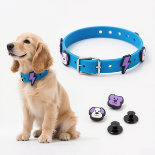 Collar Charms New Design Colorful Wholesale Custom Logo Shoe Charm Luxury Waterproof Designer PVC Badge for Pet Cat Dog Collar