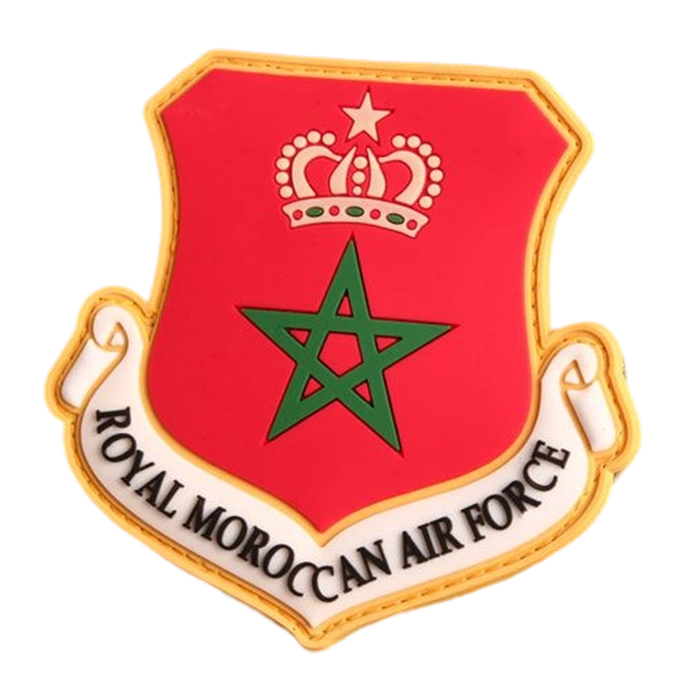 Custom 3D Soft Rubber PVC Silicone Embossed Royal Moroccan Air Force PVC Patches Tag logo for Clothing Transparent PVC Patch