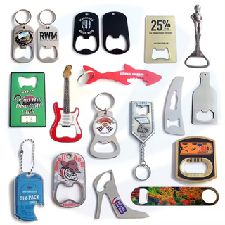OEM Manufacture Stainless Steel Metal Logo Key Chain Openers Card Shape Keychain Beer Custom Bottle Opener
