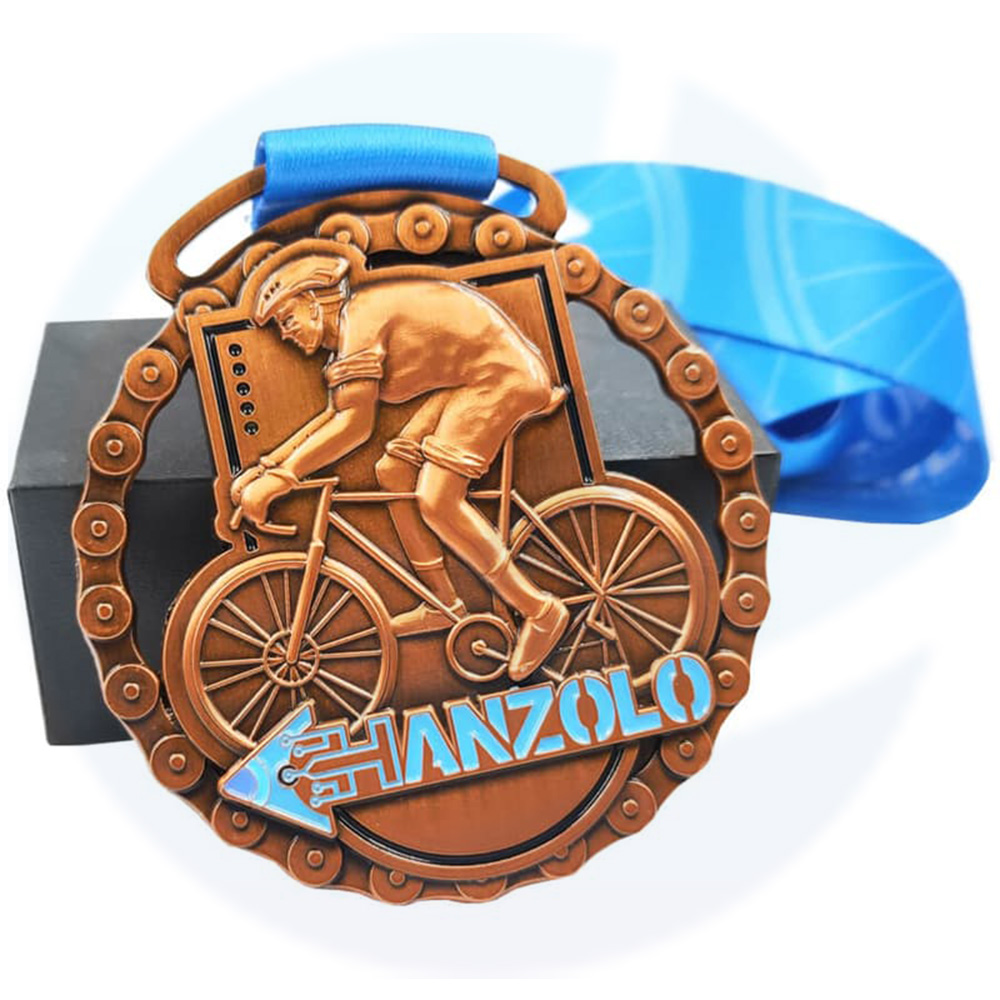 Custom 3d hollowed out bicycle cycling race medal