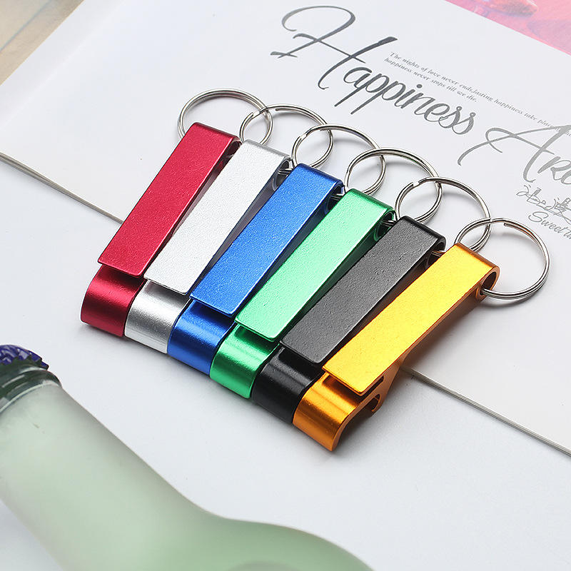 Customized Mini Portable Pocket Metal Bar Tools Bottle Opener Aluminum Key Ring Keychain Beer Bottle Opener