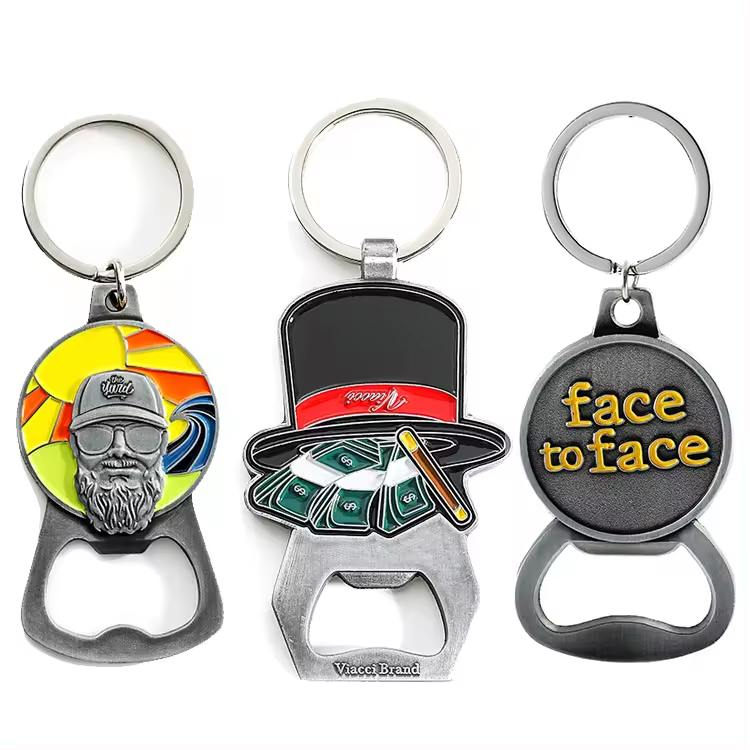 Engraveable Logo Metal Custom Keyholder Key Ring Beer Key Chain Bottle Opener 