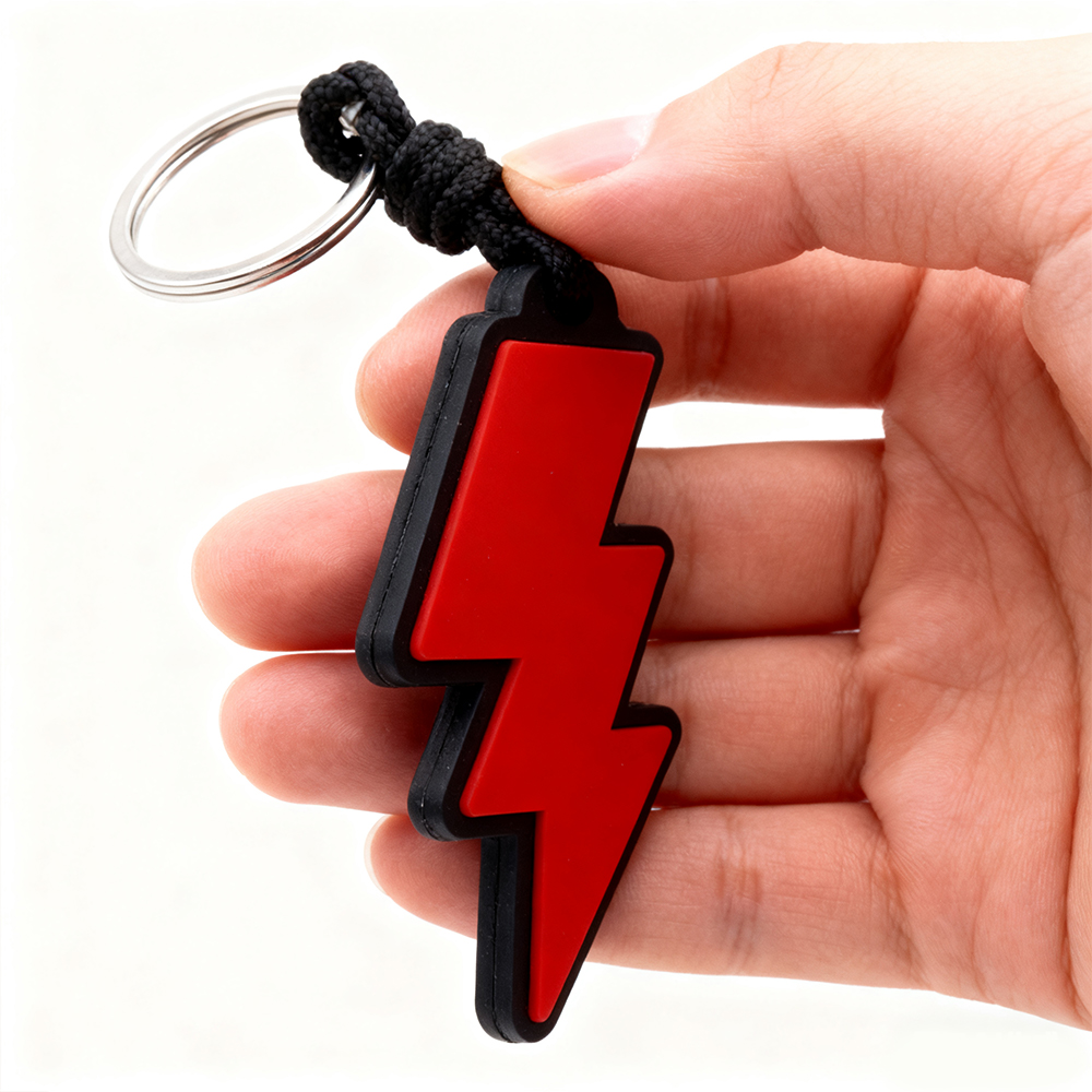 Custom Lightning Shaped Soft PVC Keychain Personalized Rubber Key Ring Logo Charm for Gifts and Branding