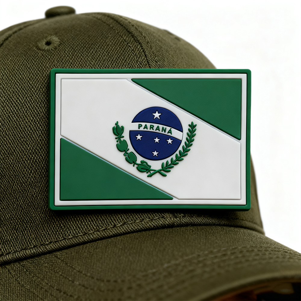 Brazil Parana State Flag PVC Patch 3D Rubber Badge with Hook and Loop Backing