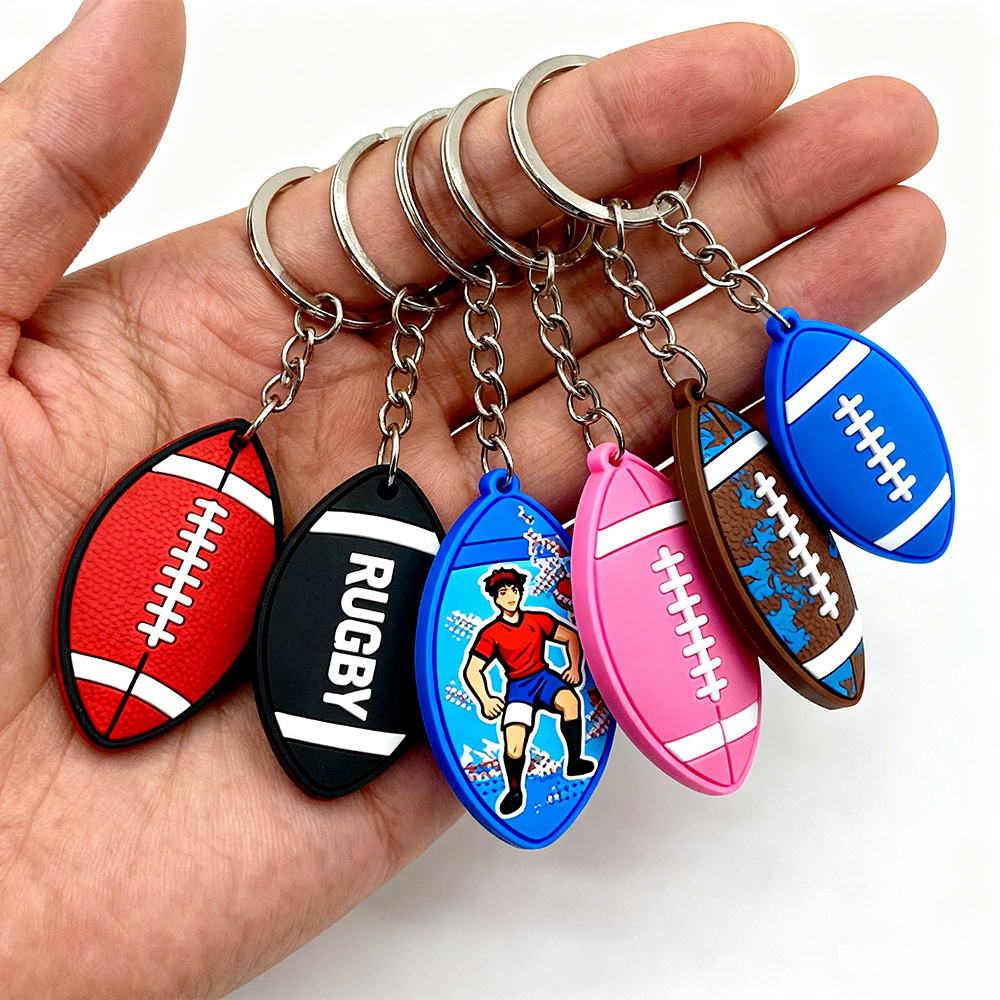 Custom Promotion Plastic Key Chain 3d Mini American Football Keychain nfl Football Keychain