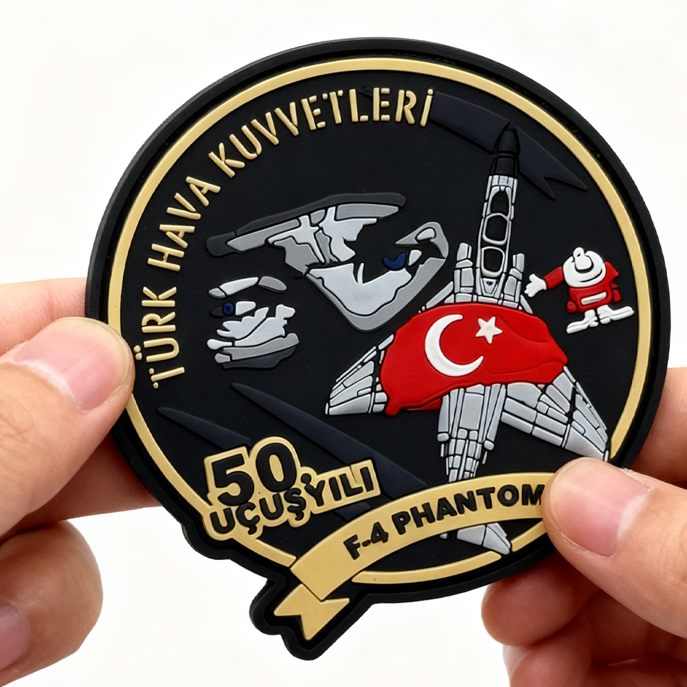 Custom Turkish Aviation Pilot PVC Patch 3D Rubber Hook Loop Badge