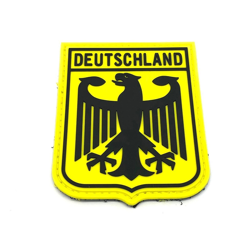 Custom Deutschland Royal Coat of Arms PVC Patch German Imperial Eagle Rubber Flag Emblem Hook and Loop Backing