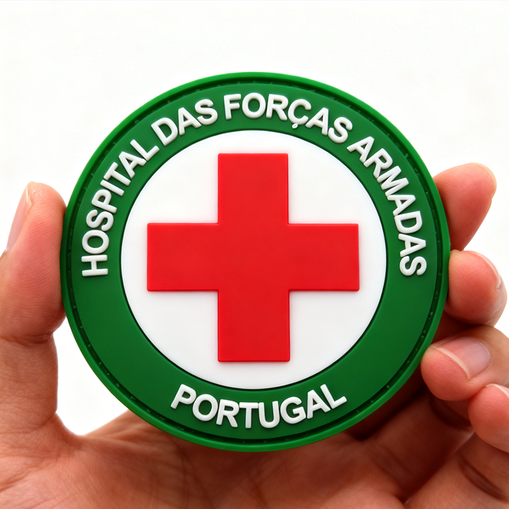 Custom Brazilian Armed Forces Hospital PVC Patch 3D Soft Rubber Badge with Hook and Loop Backing