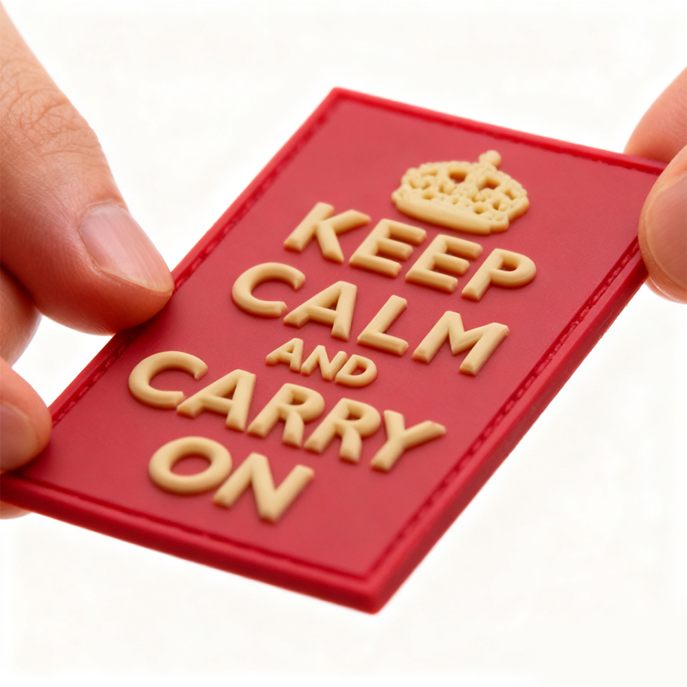 3D PVC “Keep Calm and Carry On” Morale Patch – Premium Rubber Badge for Tactical Gear & Outdoor Wear