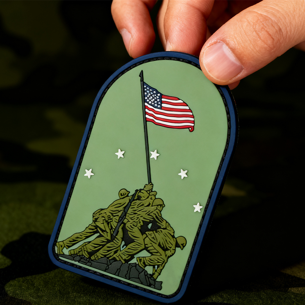 Premium 3D PVC Rubber Patch with USA Flag Icon Tribute Artwork, Durable Hook Loop Badge for Backpacks Apparel Collectible Display