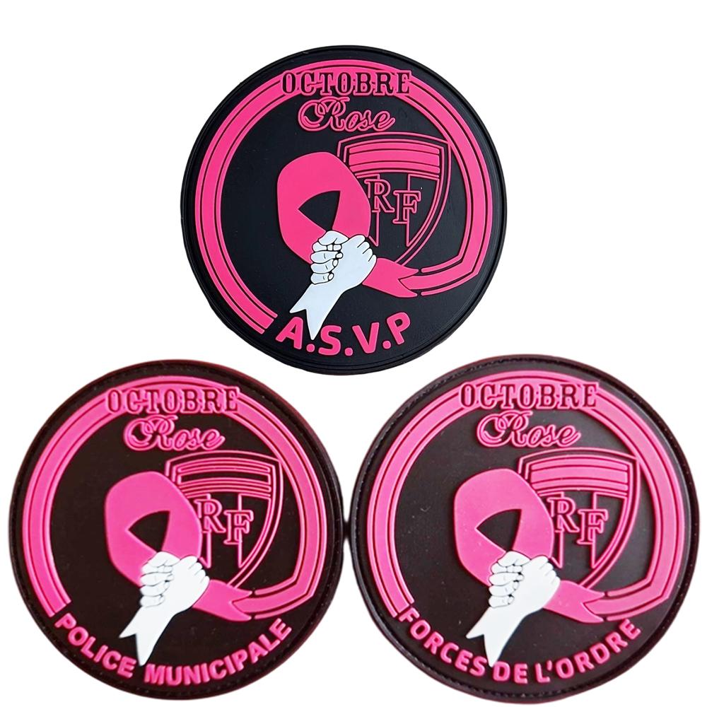 Custom Breast Cancer Awareness PVC Patch Pink Ribbon Design 3D Soft Rubber Patch October Style Embossed PVC Badge