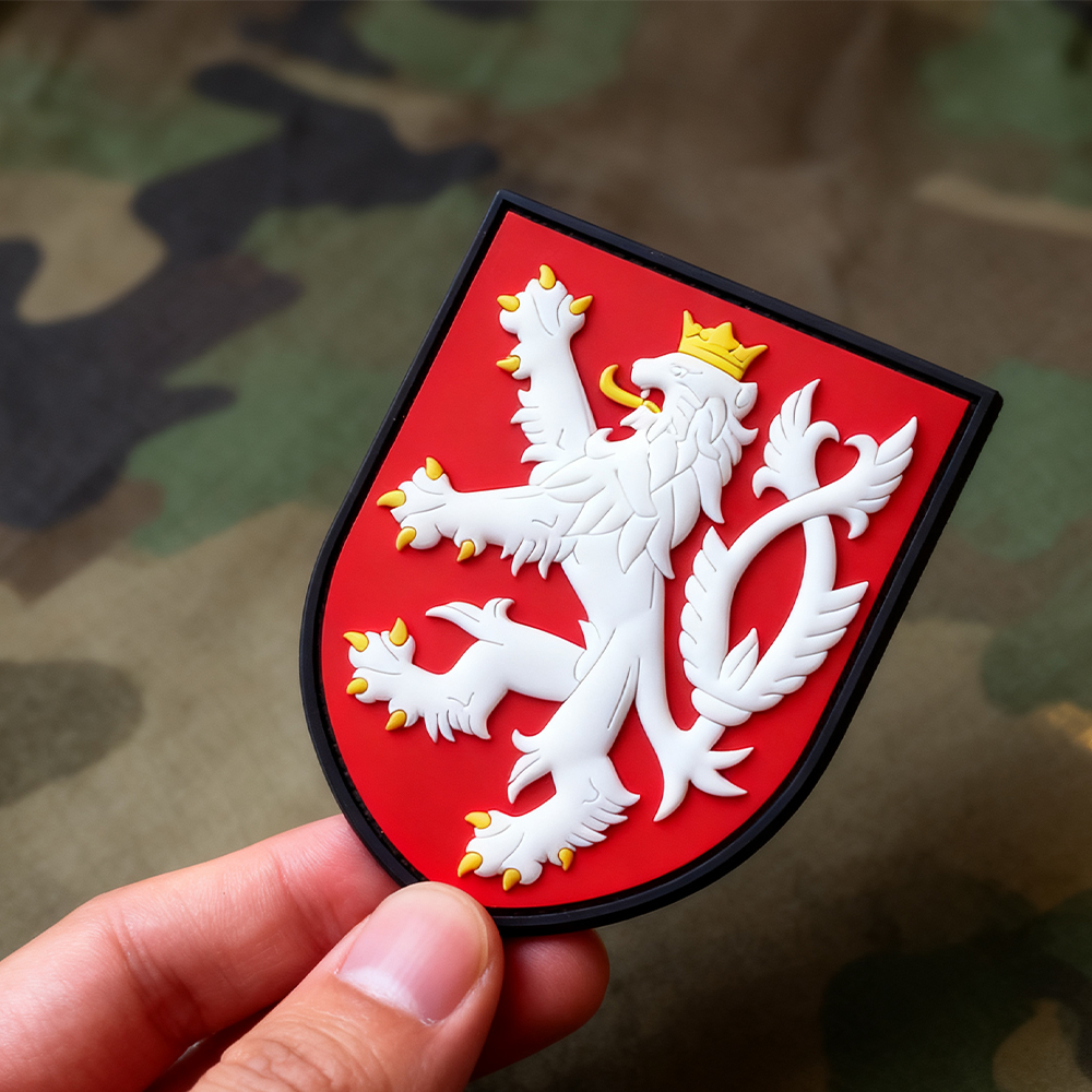 Custom Lion Shield 3D PVC Patch – Durable Rubber Emblem with Hook Backing