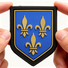 Custom French Blue Shield PVC Badge with Nylon Buckle Soft Rubber Emblem for Bags Jackets Outdoor Gear