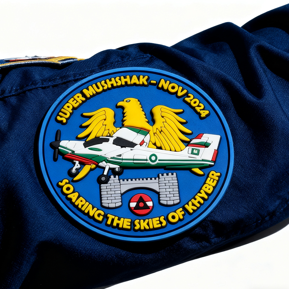 Pakistan Aviation Wings PVC Patch 3D Soft Rubber Emblem with Hook Backing