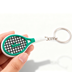 Wholesale Custom Soft PVC Paddle Tennis Racket Keychain Personalized Rubber Padel Racket Key Ring for Sports Fans