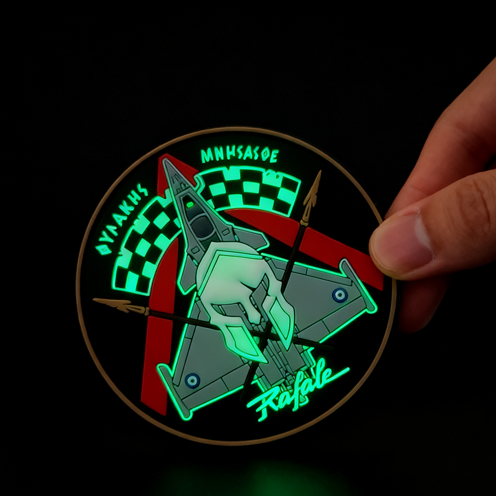 Custom Glow in the Dark 3D PVC Patch Soft Rubber Emblem with Hook and Loop