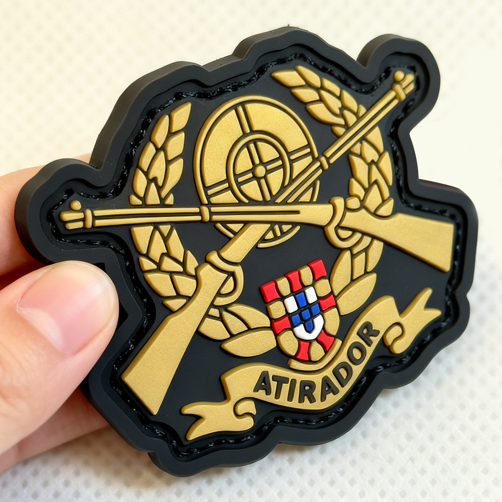 Custom Brazilian Infantry Sniper Patch 3D Soft PVC Rubber Emblem with Hook and Loop for Jackets and Backpacks
