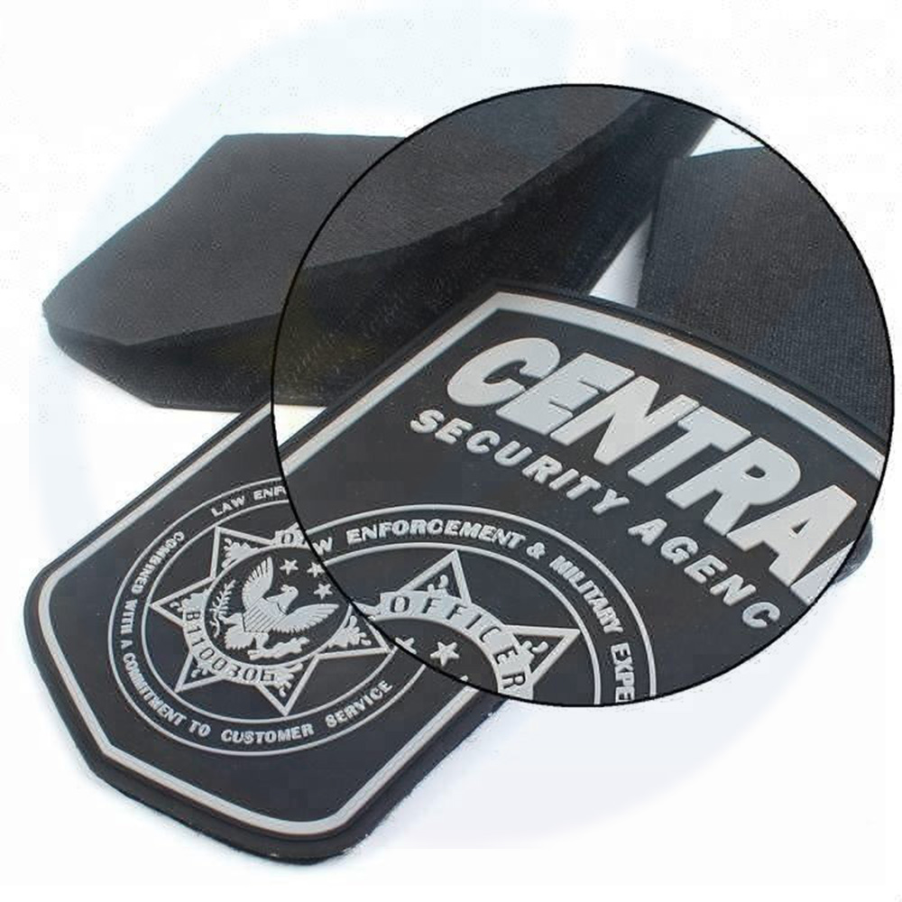 Hook and Loop Backing Injection Custom 3D Embossed Brand Logo PVC Rubber Patches for Uniforms