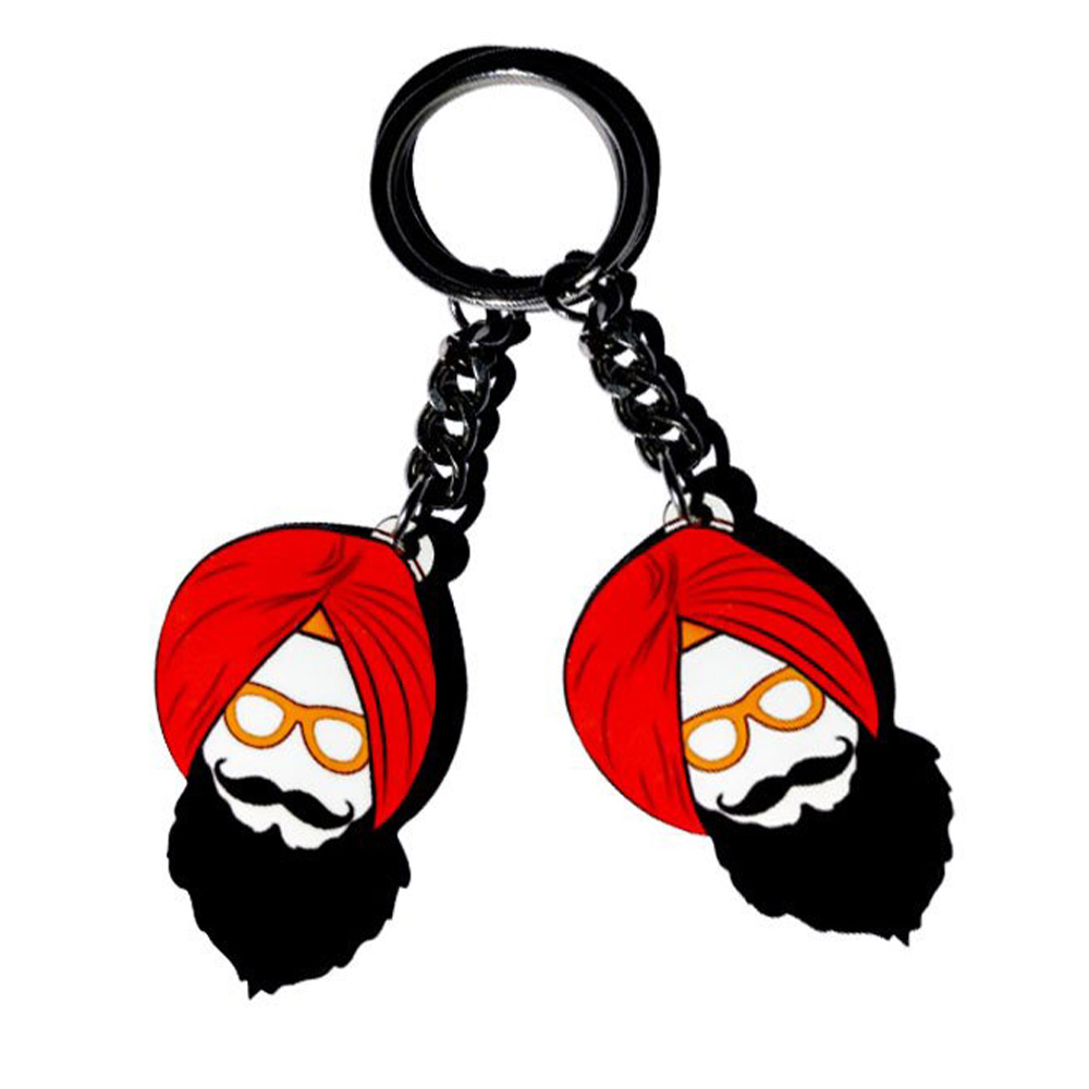 India Flag India Map Pendant Metal Rubber PVC Key Chain Punjabi Keyring