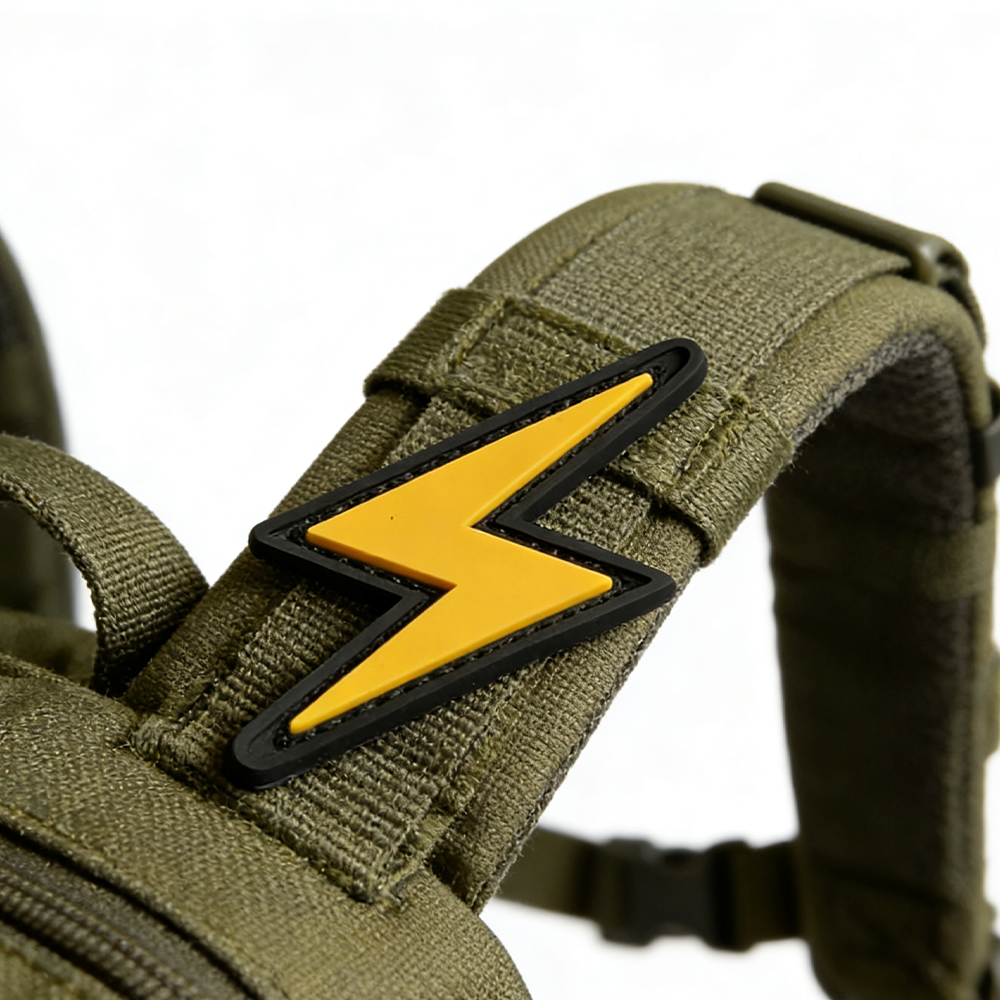 3D PVC Rubber Applique Patch With Hook,Lightning Stickers Badges Tactical Patches For Backpack,Hat,Armband