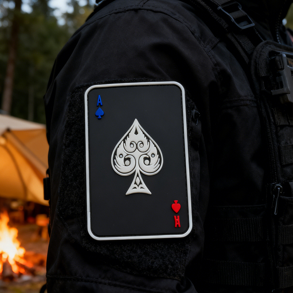 The Ace of Patches Spades PVC Patch Custom Soft Rubber Spade Ace Emblem High Quality Durable PVC Patch for Clothing Bags Accessories