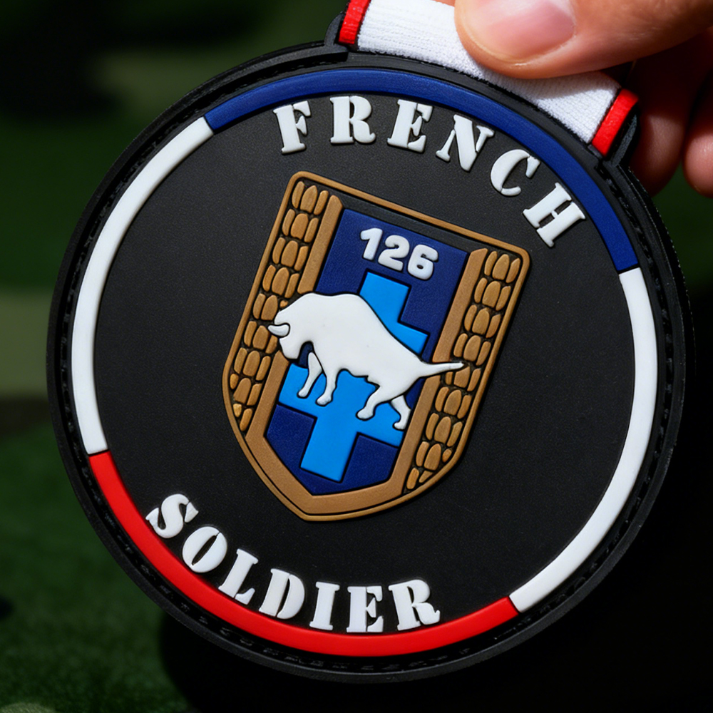 French Style Uniform PVC Patch Custom Soft Rubber Emblem Inspired by Classic French Elements for Clothing Bags Accessories