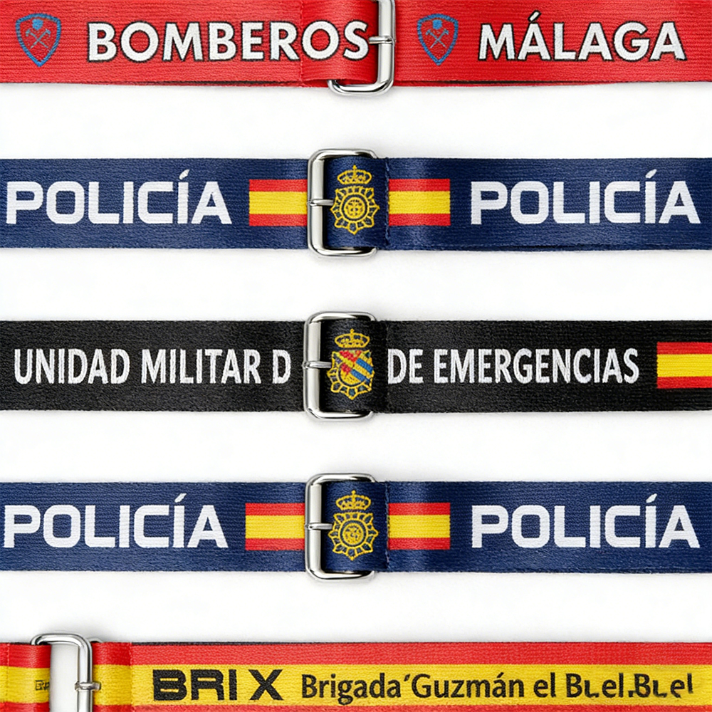 Spanish Police Uniform Lanyard Custom Printed Polyester Lanyard for Badge and Keys