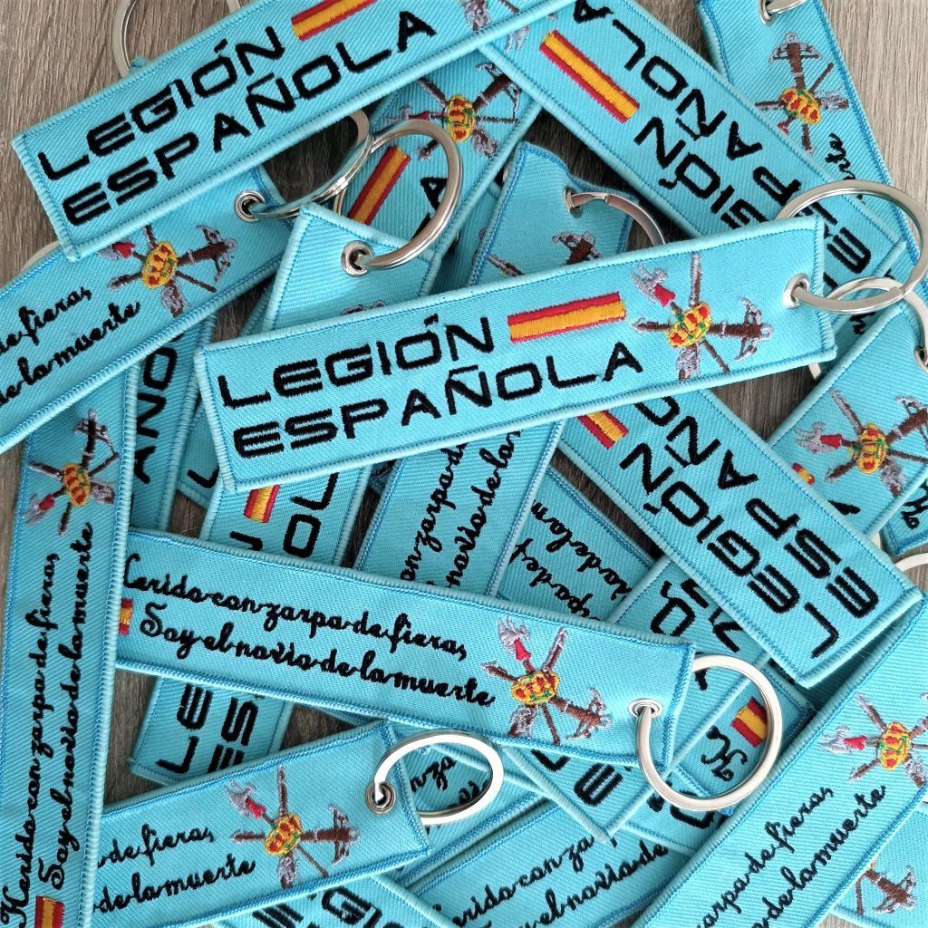 High Quality Spain Police Embroidery Key Tag Custom Fabric Keychain Wholesale OEM