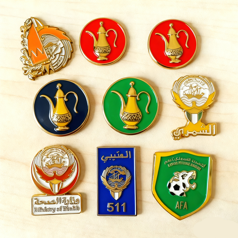 Manufacturer Personalized Design Saudi Logo Magnetic 3M Enamel Pin Badge Phone Case Metal Mobile Adhesive Custom Phone Sticker