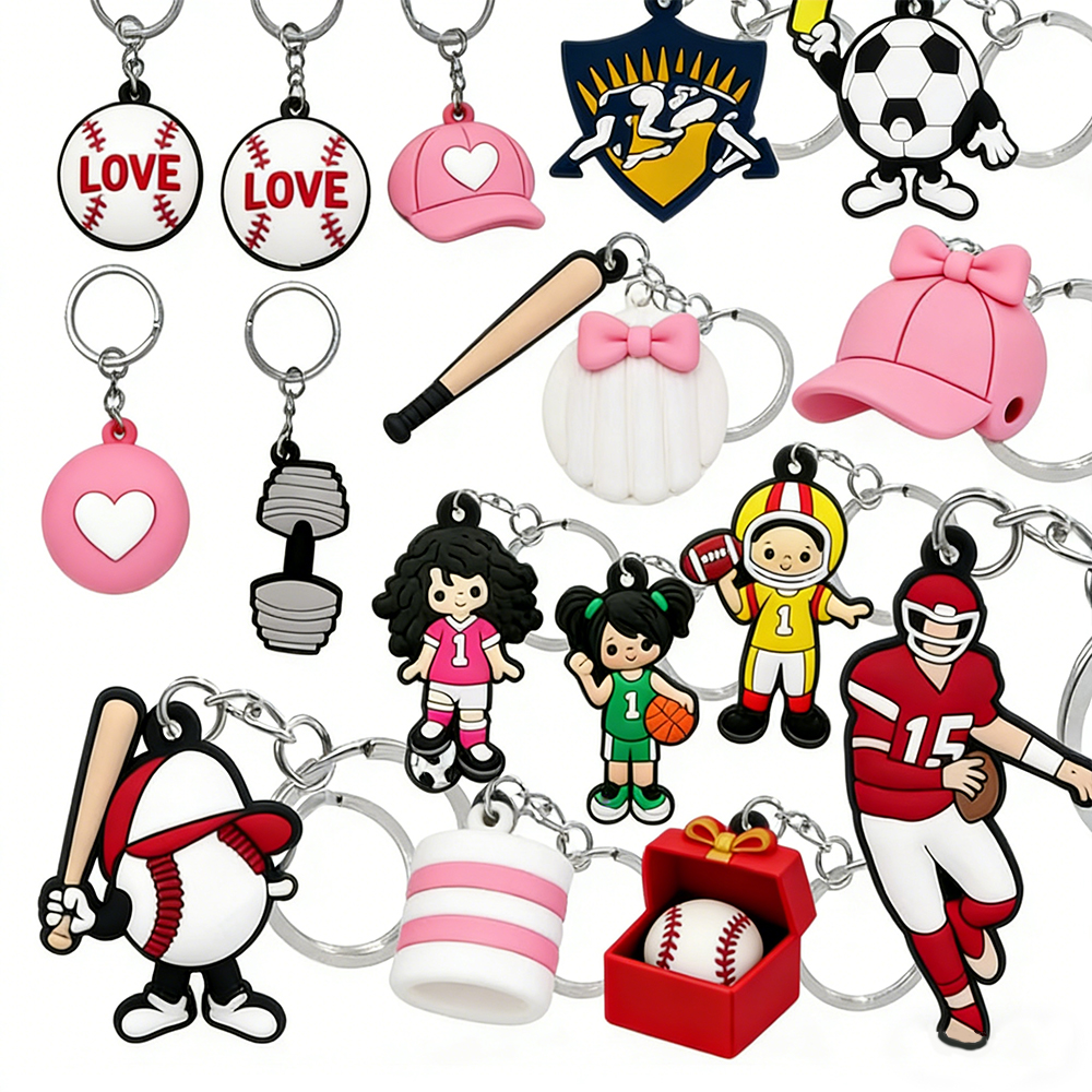 2025 New Supplier Custom 2D PVC Sport Keychain Basketball Key Chains Football Soccer Keychains Wholesale in Bulk